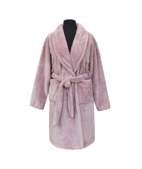Powder-colored terry dressing gown for a teenage girl