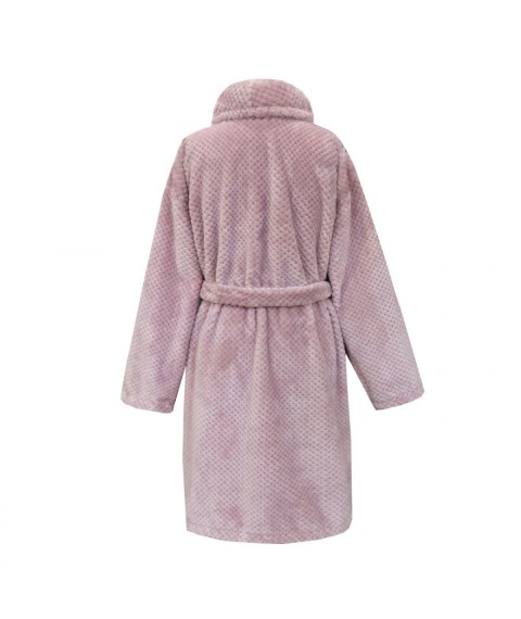 Powder-colored terry dressing gown for a teenage girl
