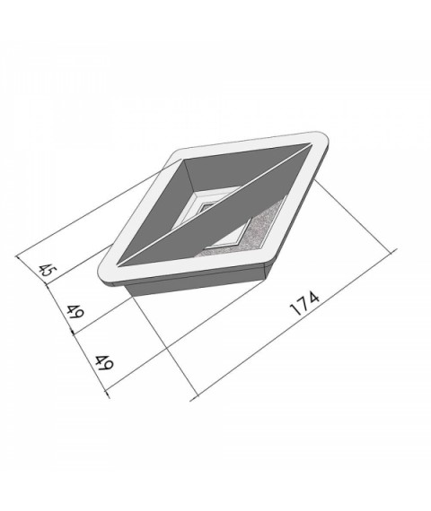 Form for paving slabs Heather-2007 Small rhombus half longitudinal 100x174x45 mm