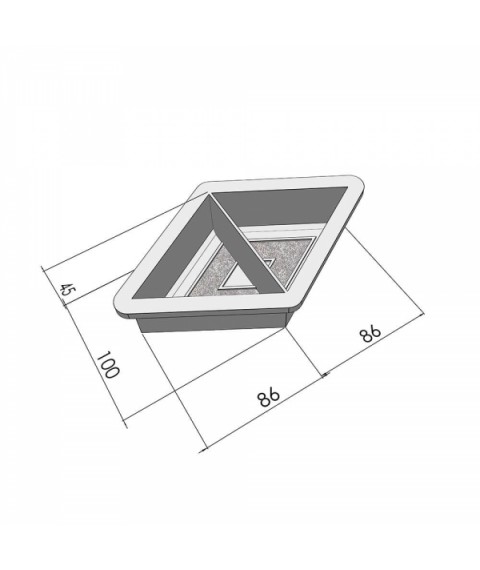 Форма для тротуарной плитки Вереск-2007 Ромб малый половинка поперечная 100×174×45 мм