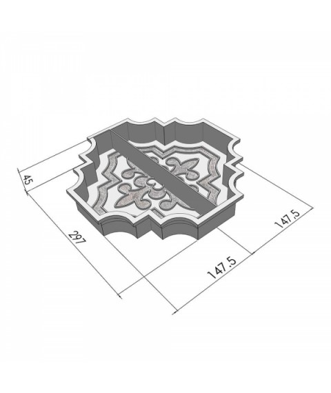 Форма для тротуарной плитки Вереск-2007 Лилия большая половинка 297×297×45 мм