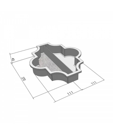 Форма для тротуарной плитки Вереск-2007 Мелирия половинка продольная 270×225×45 мм