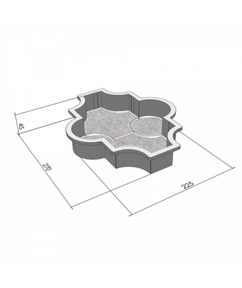 Форма для тротуарной плитки Вереск-2007 Мелирия шагрень с кольцами 270×225×45 мм