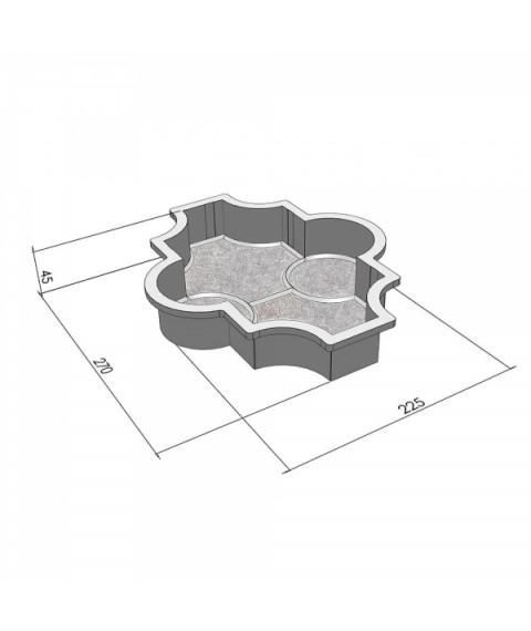 Form for paving slabs Veresk-2007 Meliria shagreen with rings 270x225x45 mm