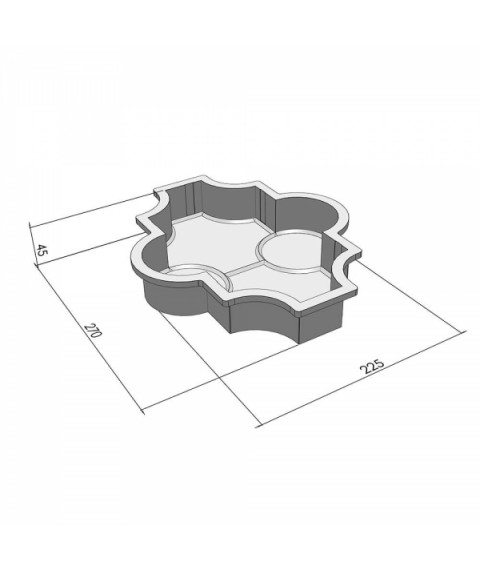 Форма для тротуарной плитки Вереск-2007 Мелирия гладкая с кольцами 270×225×45 мм