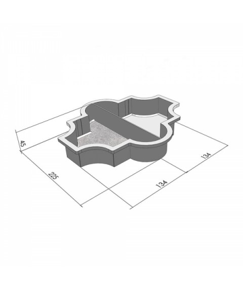 Форма для тротуарной плитки Вереск-2007 Мелирия половинка поперечная 270×225×45 мм