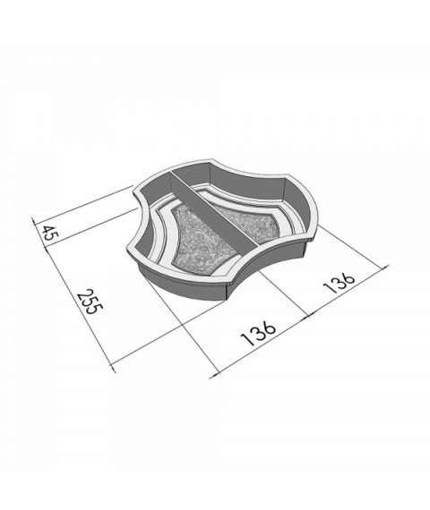 Form for paving slabs Heather-2007 Rocky half symmetrical 276x255x45 mm