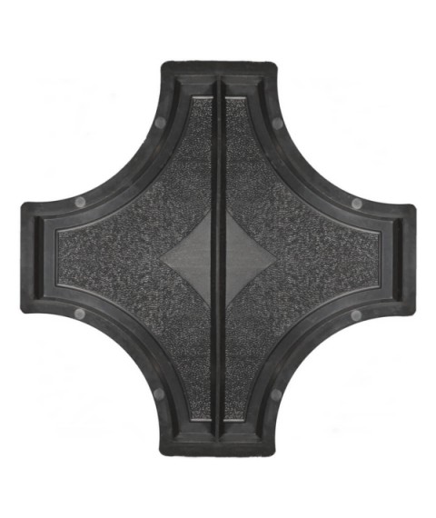 Форма для тротуарной плитки Вереск-2007 Рондо крест большой половинка 325×325×45 мм