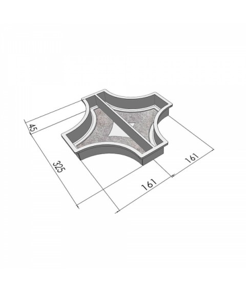 Форми для тротуарної плитки Вереск-2007 Рондо Хрест великий половинки 325×325×45 мм