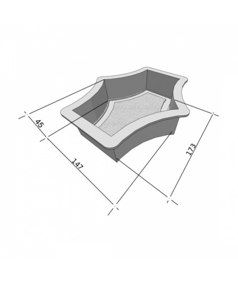 Форма для тротуарной плитки Вереск-2007 Рондо крест малый 173×147×45 мм