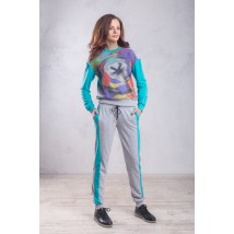 Спортивный костюм (свитшот и брюки) VASILYEV Woman S Серо-голубой с принтом абстракции