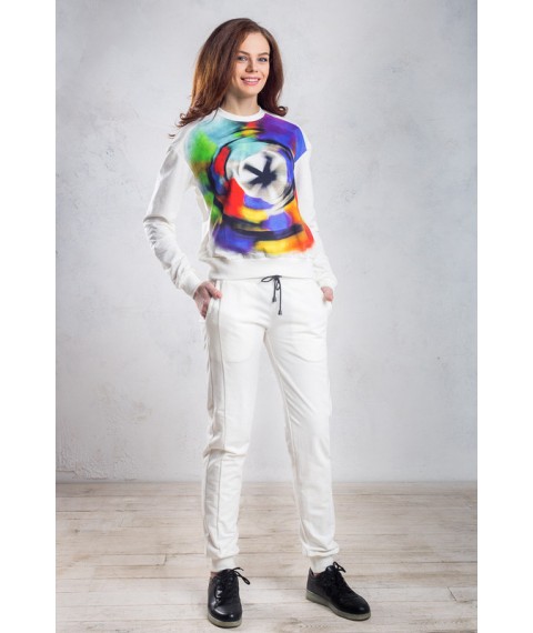 Спортивный костюм (свитшот и брюки)  VASILYEV Woman S Белый с принтом абстракции
