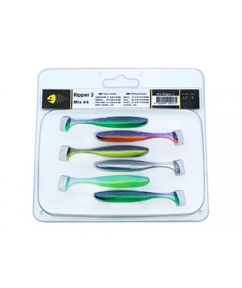 Набір силіконових приманок Wist Ripper 3'' Mix #4