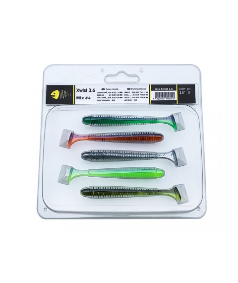 Набір силіконових приманок Wist Xwist 3.6 дюйма (5 шт) Mix #4