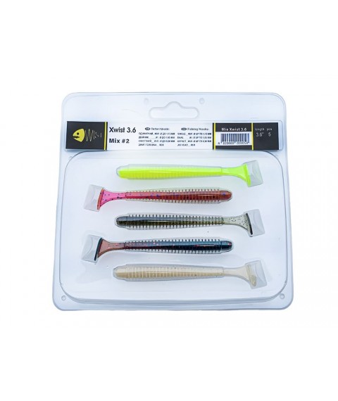 Набір силіконових приманок Wist Xwist 3.6 дюйма (5 шт) Mix #2