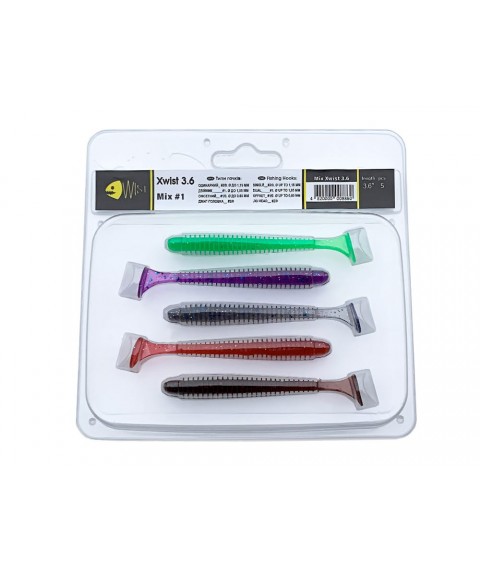 Набір силіконових приманок Wist Xwist 3.6' (5 шт) Mix #1