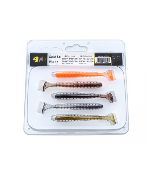 Набір силіконових приманок Wist Xwist 3.6 дюйма (5 шт) Mix #3