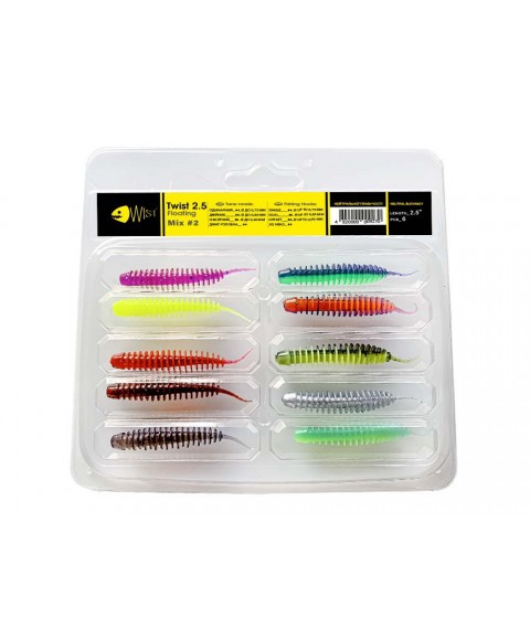 Набір силіконових приманок Wist Twist 2.5'' Mix #2