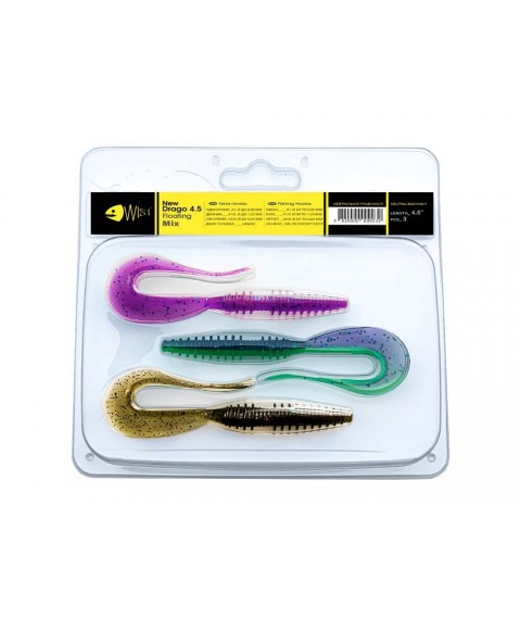 Набір силіконових приманок Wist New Drago 4.5 дюйма (3 шт) Mix #1