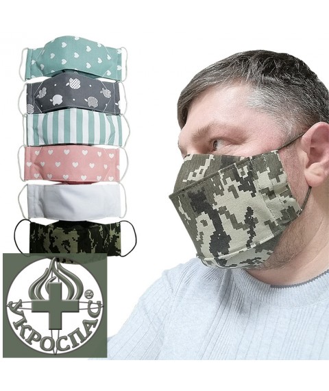 Wiederverwendbare 3-lagige Baumwoll-Gesichtsmaske mit Filtertasche (L)