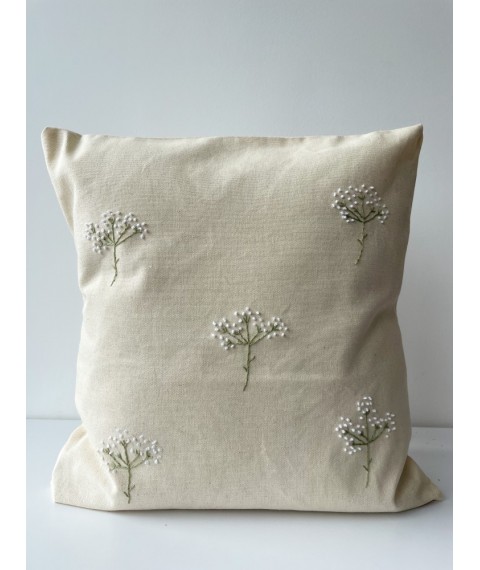 Cushion cover 40x40 cm with embroidered flowers, beige efi