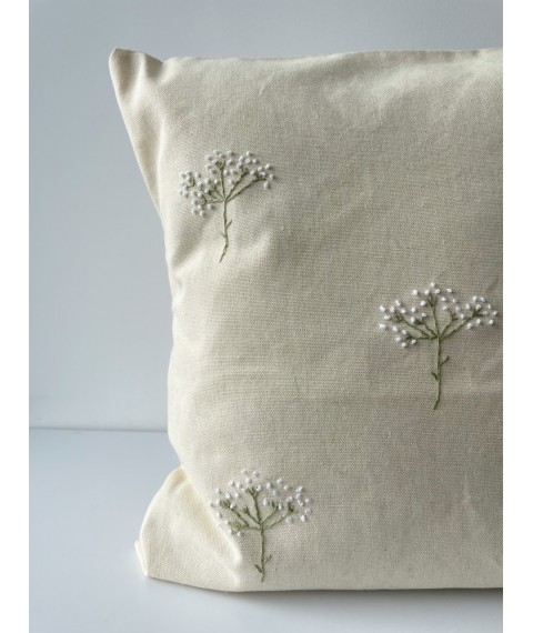 Cushion cover 40x40 cm with embroidered flowers, beige efi