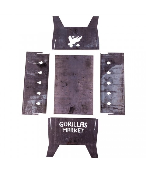 Klappbare Kohlenpfanne f?r Grill Gorillas BBQ 3mm (Edelstahl)