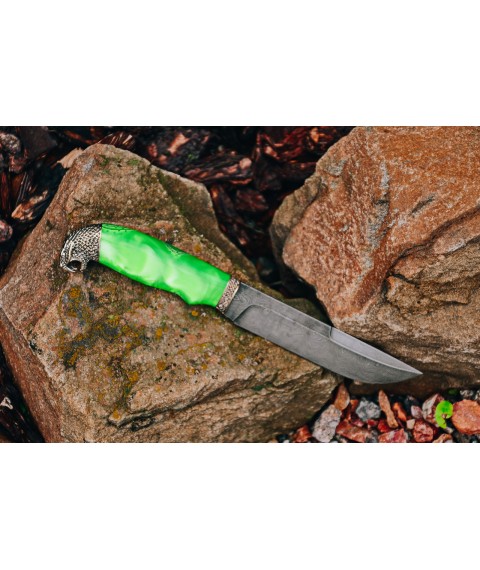 Мисливський ніж ручної роботи "Тропічний змій", дамаск, акрил