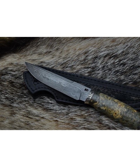 Handmade knife "Wolf in Damascus"