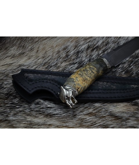 Handmade knife "Wolf in Damascus"
