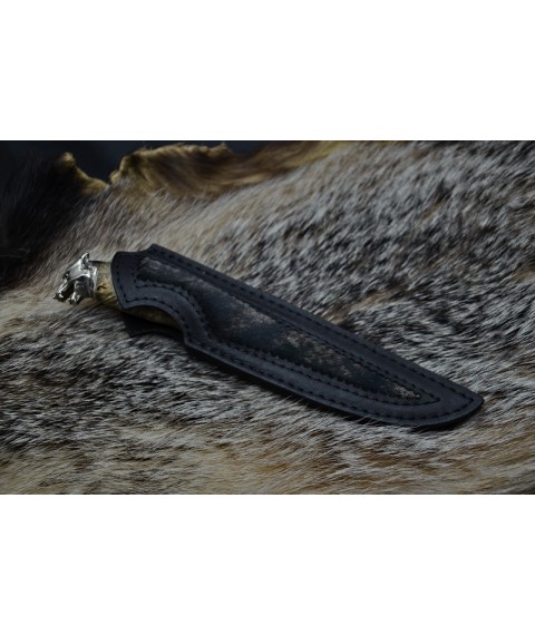 Handmade knife "Wolf in Damascus"