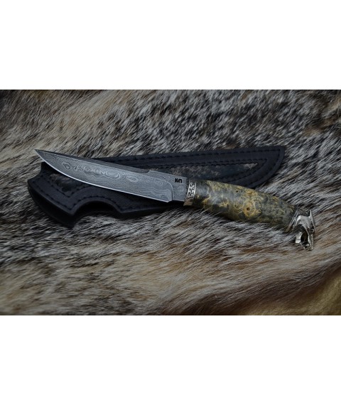 Handmade knife "Wolf in Damascus"