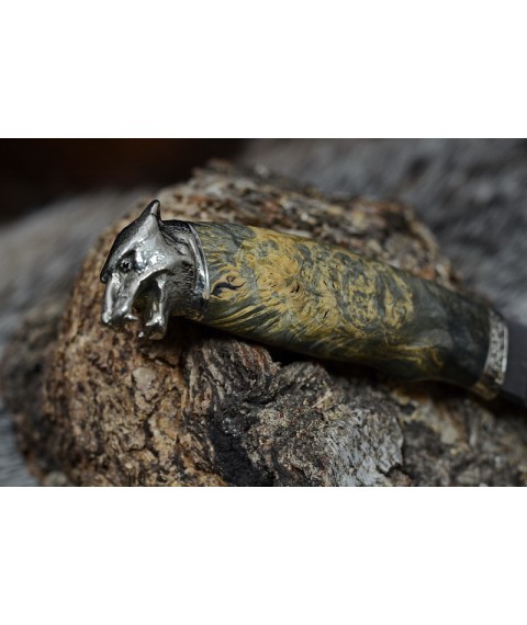 Handmade knife "Wolf in Damascus"