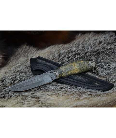 Handmade knife "Wolf in Damascus"