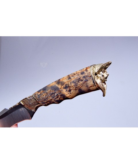 Handmade knife "Black Pearl" pirate, N690, Karelian birch