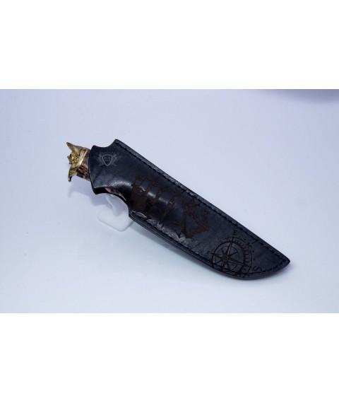 Handmade knife "Black Pearl" pirate, N690, Karelian birch