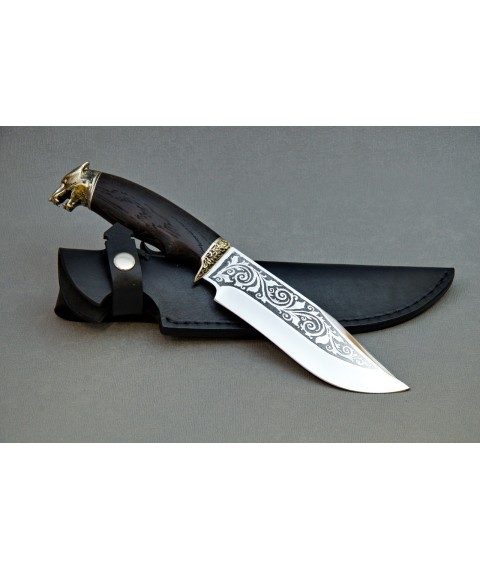 Handmade knife "Dark Wolf" etching on the blade