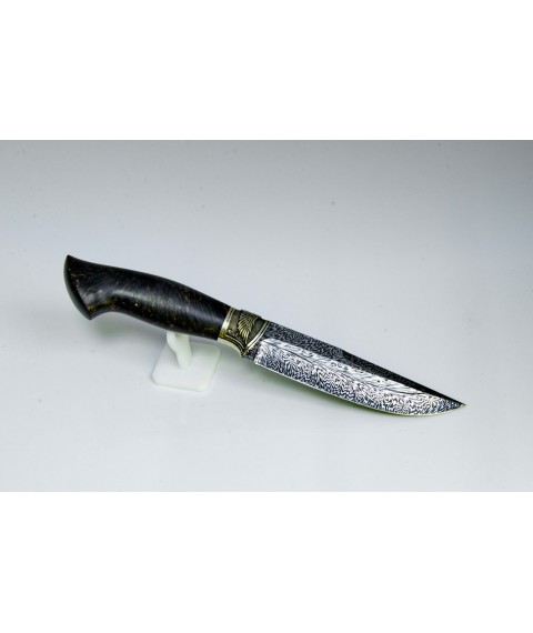 Author's knife "Classic" mosaic damask, Karelian birch