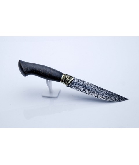 Author's knife "Classic" mosaic damask, Karelian birch