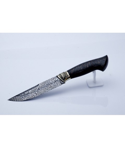 Author's knife "Classic" mosaic damask, Karelian birch