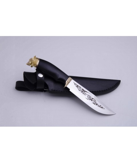 Knife "Dark Wolf 2" with engraving: hornbeam, cupronickel