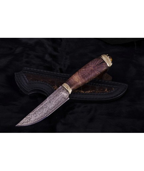 Handmade knife "Eye of the Tiger" mosaic damask