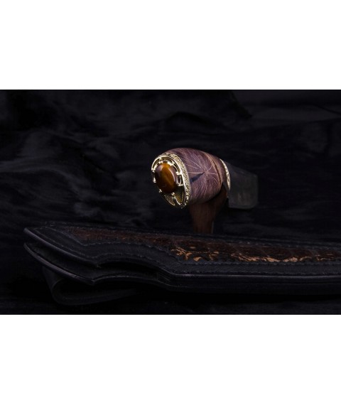 Handmade knife "Eye of the Tiger" mosaic damask