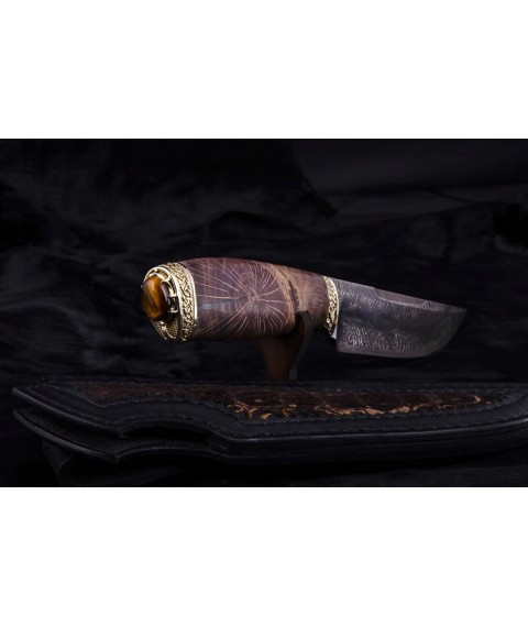 Handmade knife "Eye of the Tiger" mosaic damask