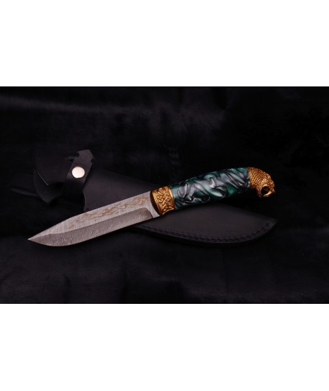 Handmade knife "Snake in Damascus", acrylic