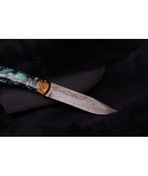 Handmade knife "Snake in Damascus", acrylic