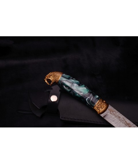 Handmade knife "Snake in Damascus", acrylic