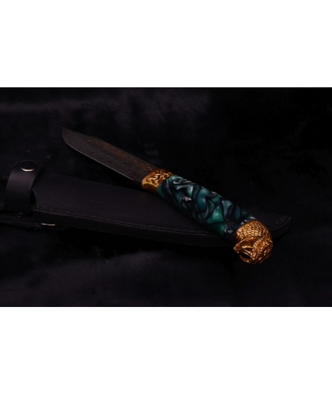 Handmade knife "Snake in Damascus", acrylic