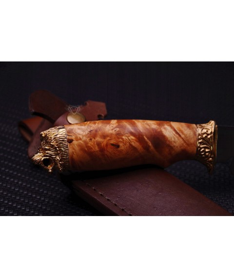 Handmade knife "Lion in a burl" stainless steel, maple burl