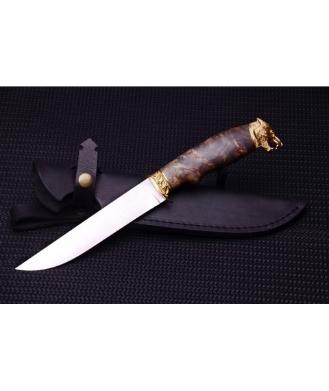 Knife “Leader” wolf, burl handle, stainless steel